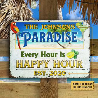 Paradise Parrot Every Hour Is Happy Hour Custom Metal Sign - Thegiftio UK