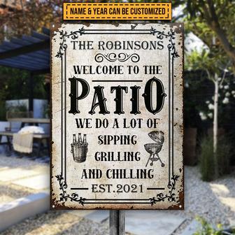Patio Sipping Grilling Chilling Custom Metal Sign - BBQ Gift - Thegiftio UK