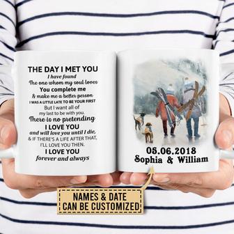 Skiing The Day I Met You Personalized Mug - Gift for Skiers - Thegiftio UK