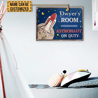 Personalized Astronaut On Duty Metal Sign - Gift for Kids - Thegiftio UK