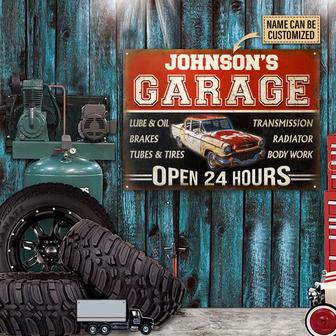 Personalized Auto Mechanic Garage Open 24 Hours Metal Sign - Thegiftio UK