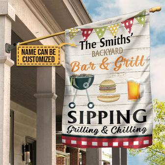 BQQ Grilling Sipping Personalized Flag - Gift for BBQ Lovers - Thegiftio UK