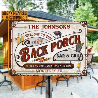 Back Porch Bar And Grill Custom Metal Sign - Gift for Home - Thegiftio UK