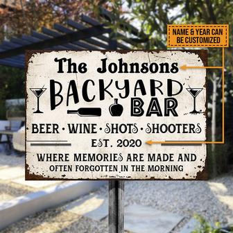 Backyard Bar Beer Where Memories Are Made Custom Metal Sign - Thegiftio UK