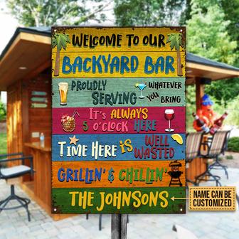 Welcome To Our Backyard Bar Custom Metal Sign - Gift for Him - Thegiftio UK