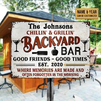 Backyard Bar Where Memories Are Made Custom Metal Sign - Thegiftio UK