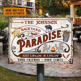 Backyard Paradise Just Grilling Custom Metal Sign - BBQ Gift - Thegiftio UK