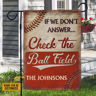 Personalized Baseball Check The Ball Field Custom Flag - Thegiftio UK