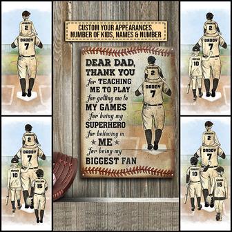 Baseball Dad And Child Thank You Custom Metal Sign - Thegiftio UK