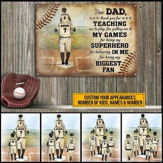 Baseball Dad And Child Thank You Dad Custom Metal Sign - Thegiftio UK