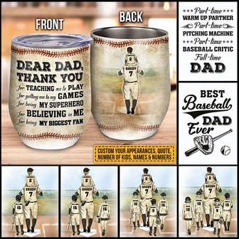 Baseball Dad And Child Thank You Dad Custom Wine Tumbler - Thegiftio UK