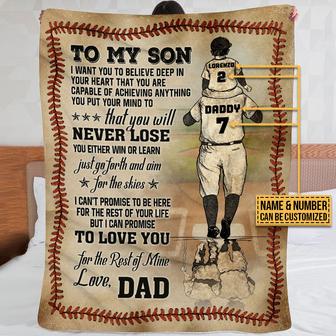 Personalized Baseball Dad And Son Never Lose Customized Fleece Blanket - Thegiftio UK