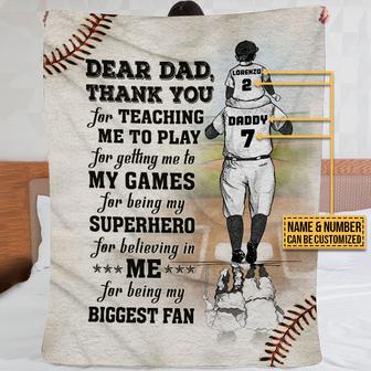 Personalized Baseball Dad And Son Thank You Customized Fleece Blanket - Thegiftio UK