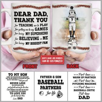 Baseball Dad And Son Thank You Custom Mug - Gift for Dad - Thegiftio UK