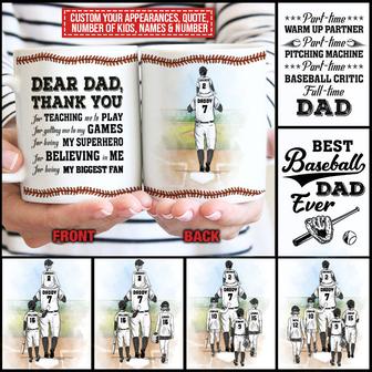 Baseball Dad And Child Thank You Custom Mug - Gift for Dad - Thegiftio UK