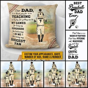 Baseball Dad And Child Thank You Custom Pillow - Dad Gift - Thegiftio UK