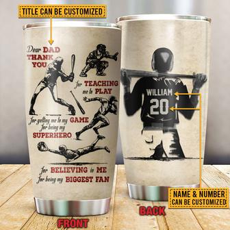 Baseball Dad Players Thank You Custom Tumbler - Gift for Dad - Thegiftio UK