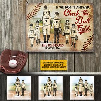 Personalized Baseball Family Check The Ball Field Metal Sign - Thegiftio UK