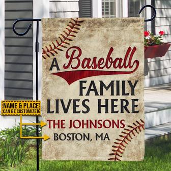 Baseball Family Lives Here Custom Flag - Gift for Family - Thegiftio UK