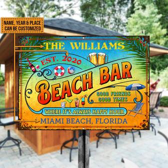 Beach Bar Always Happy Hour Custom Metal Sign - Beach Gift - Thegiftio UK