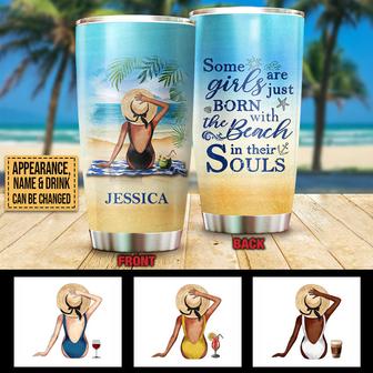 Beach Girl In Their Souls Custom Tumbler - Beach Gift - Thegiftio UK