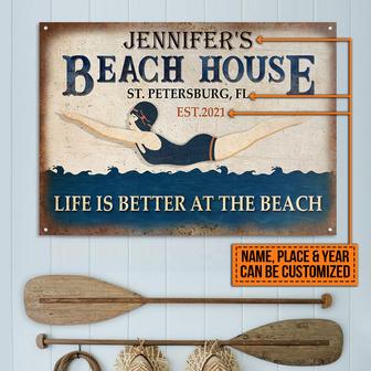 Beach Girl Life Better Custom Metal Sign - Gift for Friends - Thegiftio UK