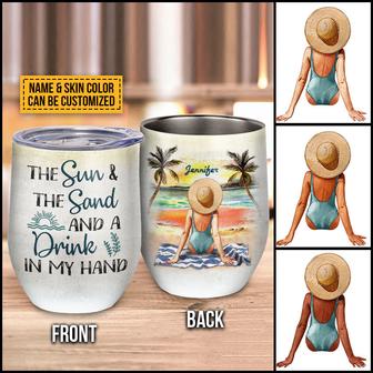Personalized Beach Girl The Sun And The Sand Custom Wine - Thegiftio UK