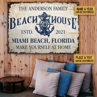 Beach House Blue Anchor Custom Metal Sign - Gift for Home - Thegiftio UK