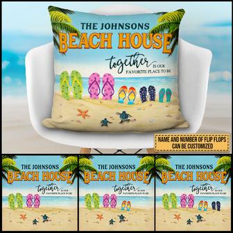 Personalized Beach House Flip Flops Together Pillow - Gift - Thegiftio UK