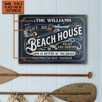 Beach House Life Better Personalized Metal Sign - Home Gift - Thegiftio UK