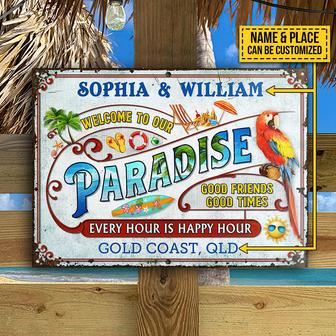 Personalized Beach Surfing Our Paradise Metal Sign - Gift - Thegiftio UK