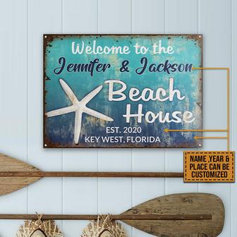 Welcome To Beach House Custom Metal Sign - Gift for Home - Thegiftio UK