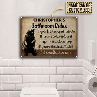 Bear Bathroom Rules Personalized Metal Sign - Gift for Home - Thegiftio UK