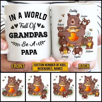 Bear Papa Dad And Child In A World Custom Mug - Gift for Dad - Thegiftio UK