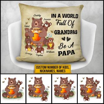 Bear Papa Dad And Child Custom Pillow - Gift for Dad - Thegiftio UK