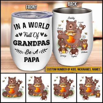 Bear Papa Dad And Child Custom Wine Tumbler - Gift for Dad - Thegiftio UK