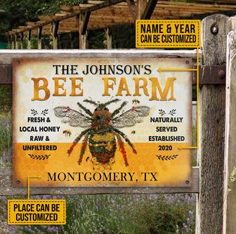 Bee Farm Fresh Personalized Metal Sign - Gift for Farmers - Thegiftio UK