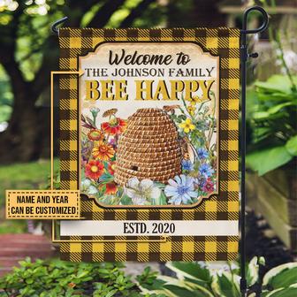 Bee Happy Personalized Garden Flag - Gift for Homeowners - Thegiftio UK