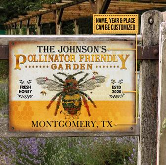 Bee Pollinator Friendly Custom Metal Sign - Gardeners Gift - Thegiftio UK