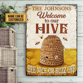 Welcome To Our Hive Personalized Metal Sign - Gift for Home - Thegiftio UK