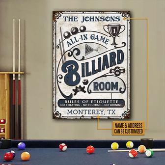 Personalized Billiard Room All-in Game Custom Metal Sign - Thegiftio UK