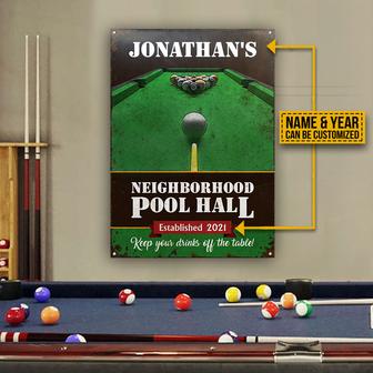 Personalized Billiards Neighborhood Pool Hall Metal Sign - Thegiftio UK