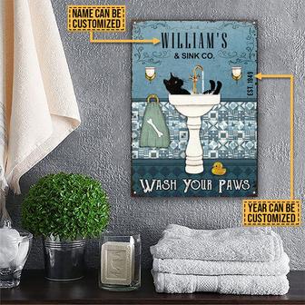 Personalized Black Cat Sink Company Metal Sign - Thegiftio UK