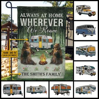 Camping Bear Always At Home Custom Flag - Gift for Campers - Thegiftio UK