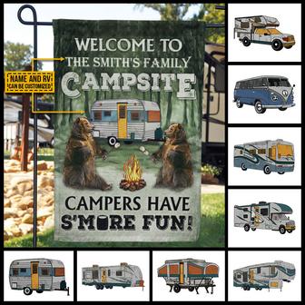 Camping Bear S'more Fun Custom Flag - Gift for Campers - Thegiftio UK