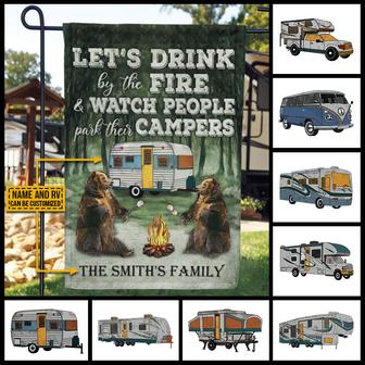 Camping Bear Let's Drink Custom Flag - Gift for Campers - Thegiftio UK