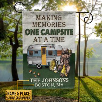 Camping Bear Making Memories Custom Flag - Gift for Campers - Thegiftio UK
