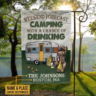 Camping Bear Weekend Forecast Custom Flag - Gift for Campers - Thegiftio UK