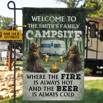 Camping Bear Where The Fire Is Always Hot Custom Flag - Gift - Thegiftio UK