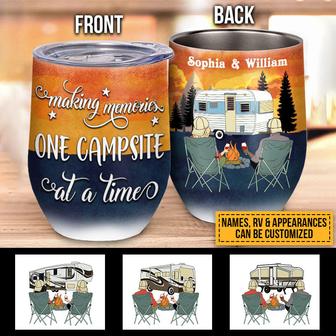 Personalized Camping Couple Retro Making Memories Tumbler - Thegiftio UK